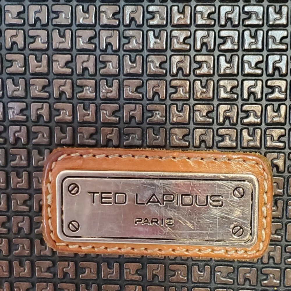 Vintage 1980s Ted Lapidus Crossbody (Medium). Vintage. Black & Tan PVC & Leather - Picture 9 of 9